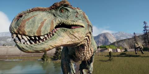 A pair of Vastatosaurus Rex in Jurassic World Evolution 2