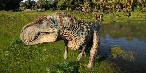 A pair of Vastatosaurus Rex in Jurassic World Evolution 2