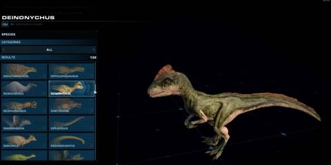 Jurassic World Evolution 2 selecting species