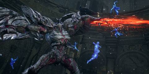 Kaser dodges a boss' attacks - Lost Soul Aside