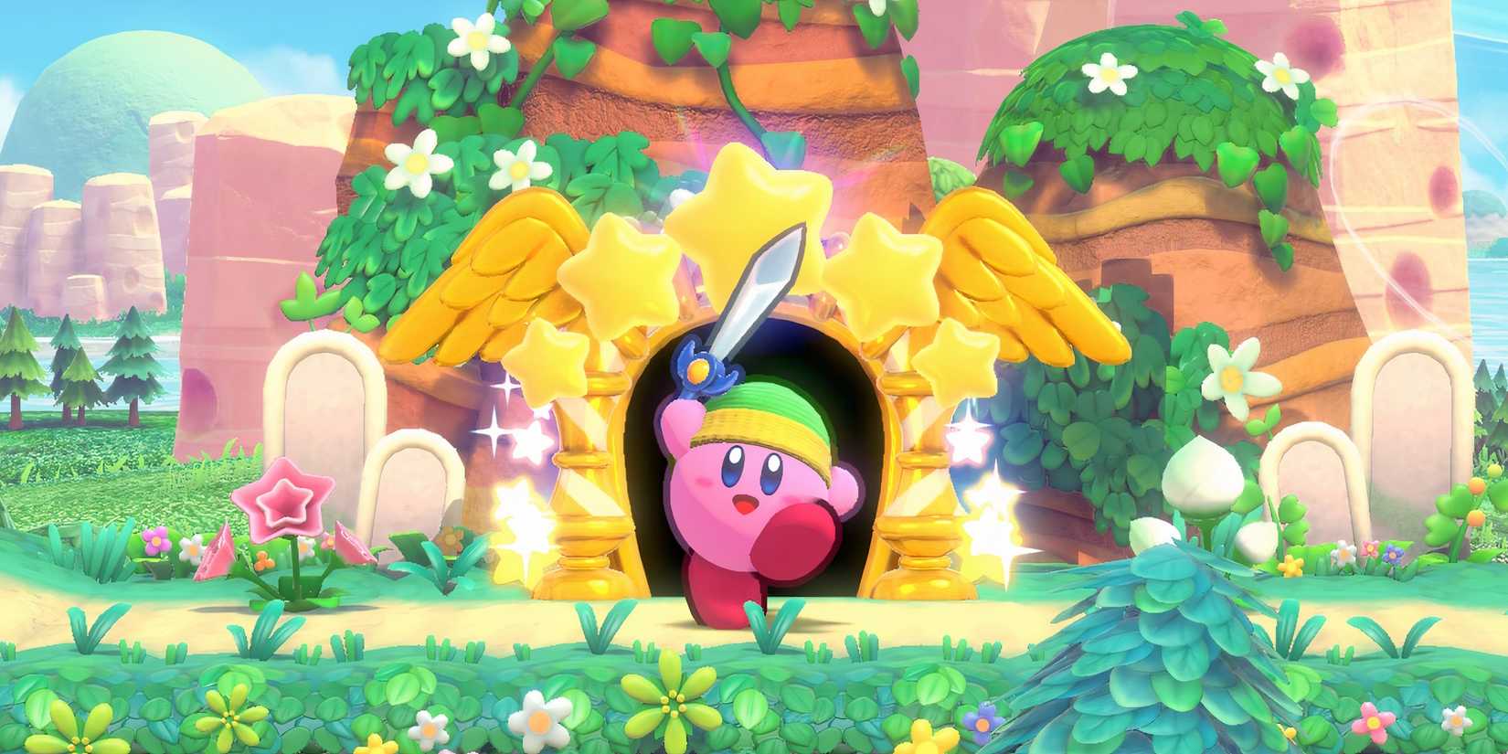 Kirby in his Sword form in Kirby's Return to Dream Land Deluxe