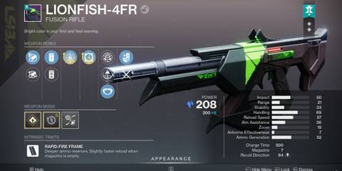 Lionfish-4FR  Curated Roll with enhanced Perks for PvE Destiny 2