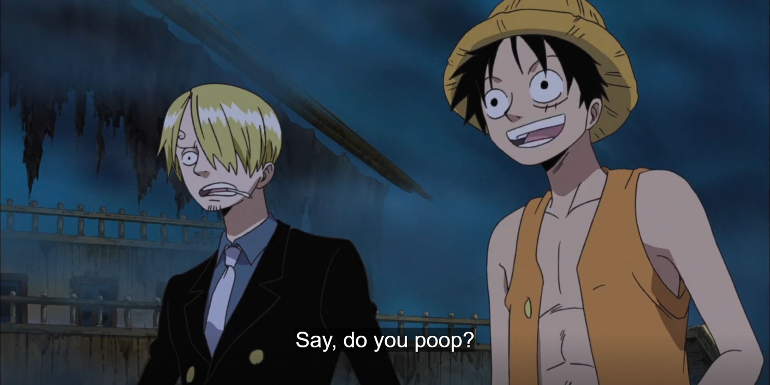 Luffy asking about using the restroom