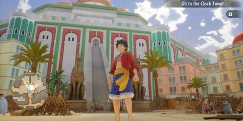 Luffy exploring Alubarna - One Piece Odyssey