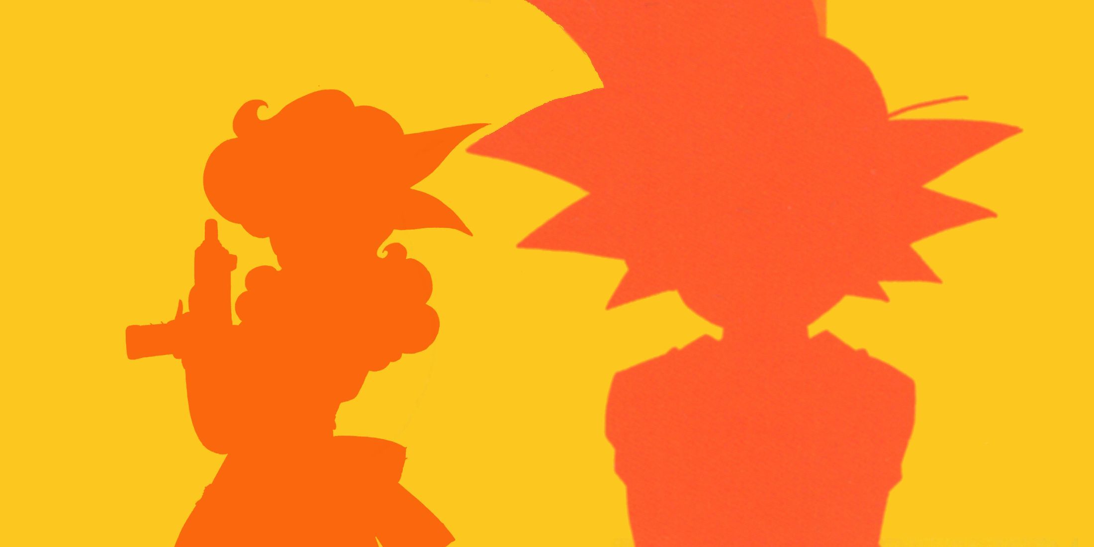 picture: goku and launch shadow in dragon ball illustration.