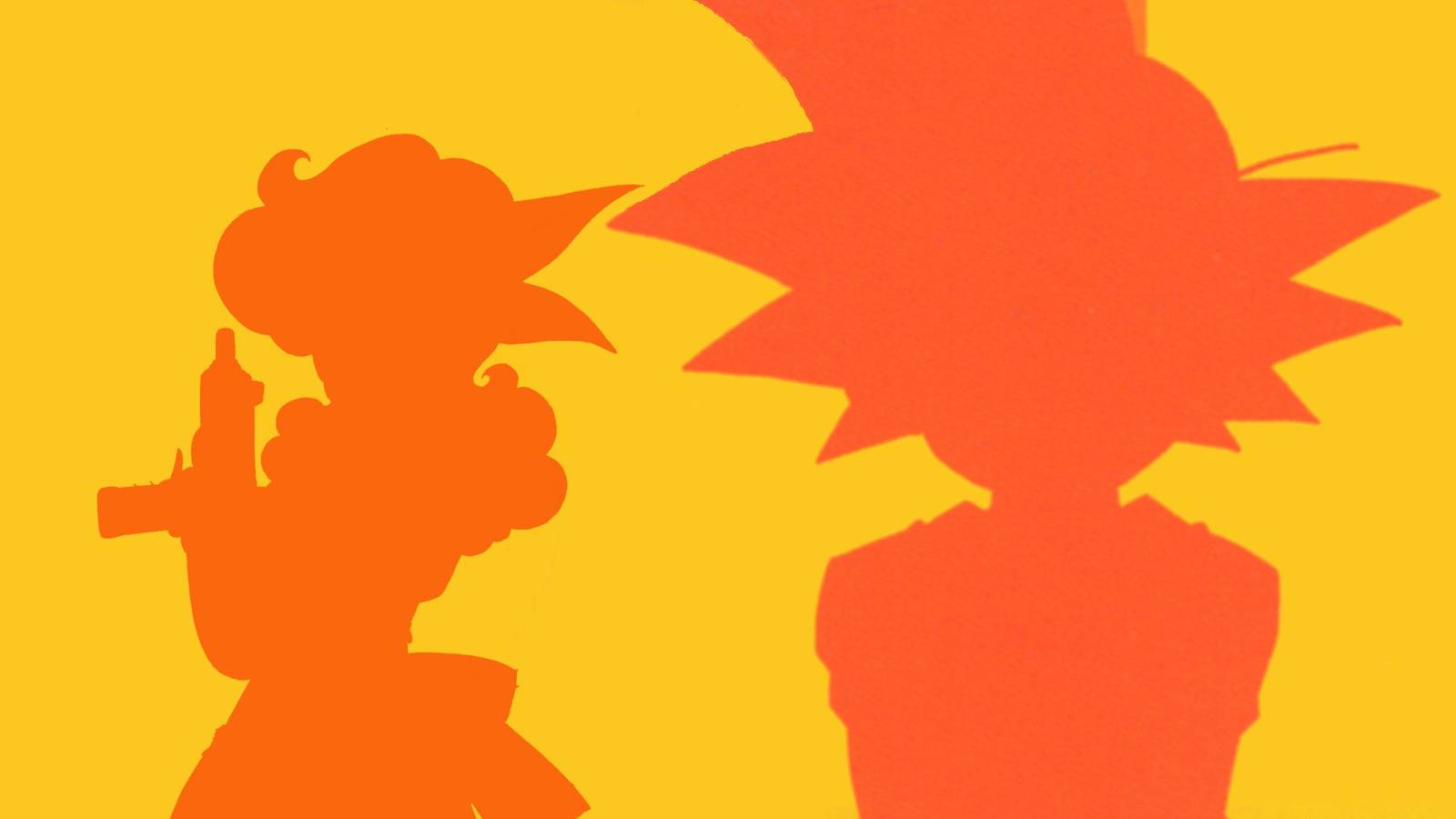 picture: goku and launch shadow in dragon ball illustration.