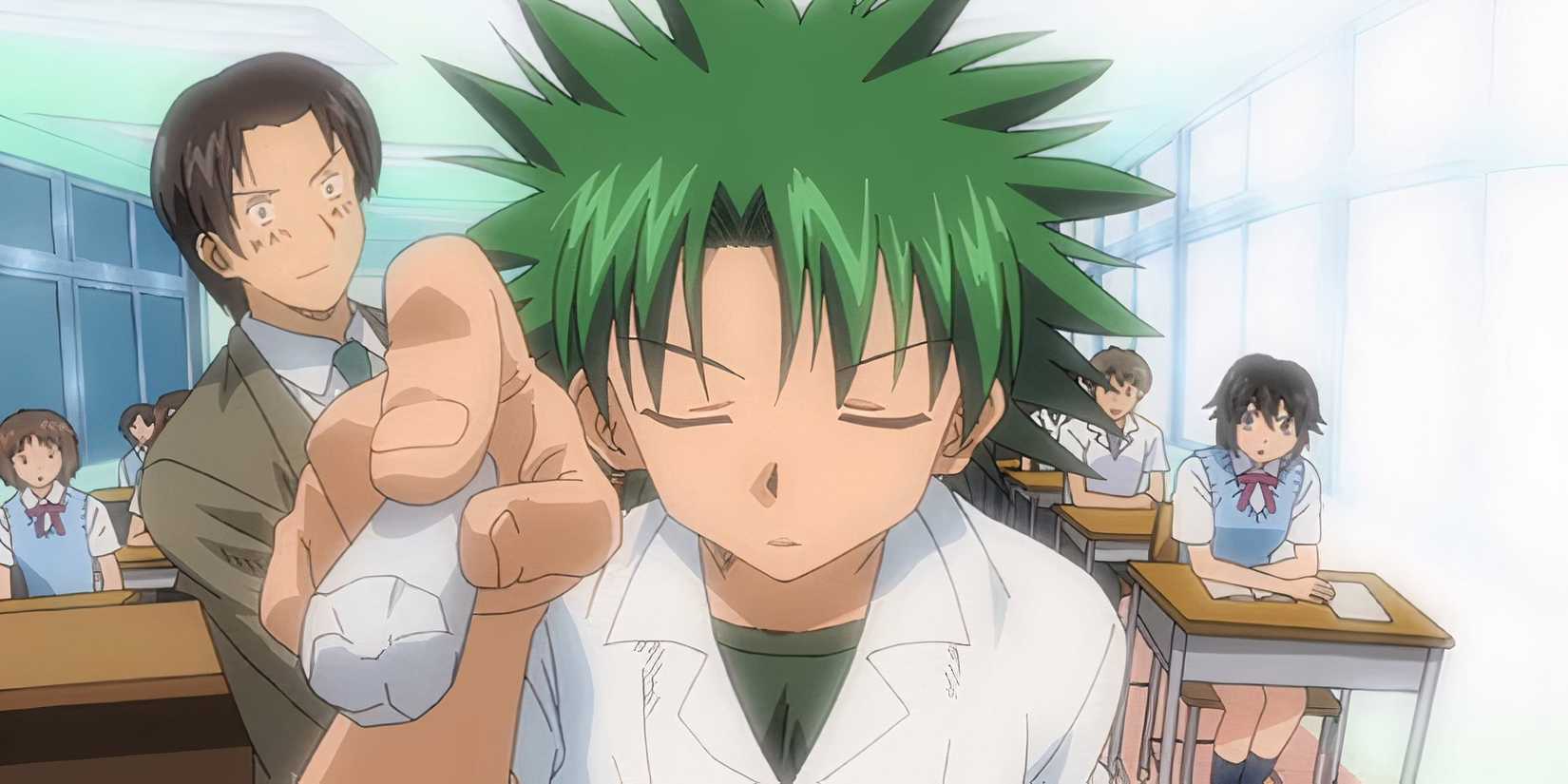 the protagonist of Law of Ueki in a classroom.
