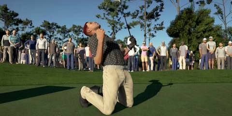 Male Golfer on his knees in PGA TOUR 2K21
