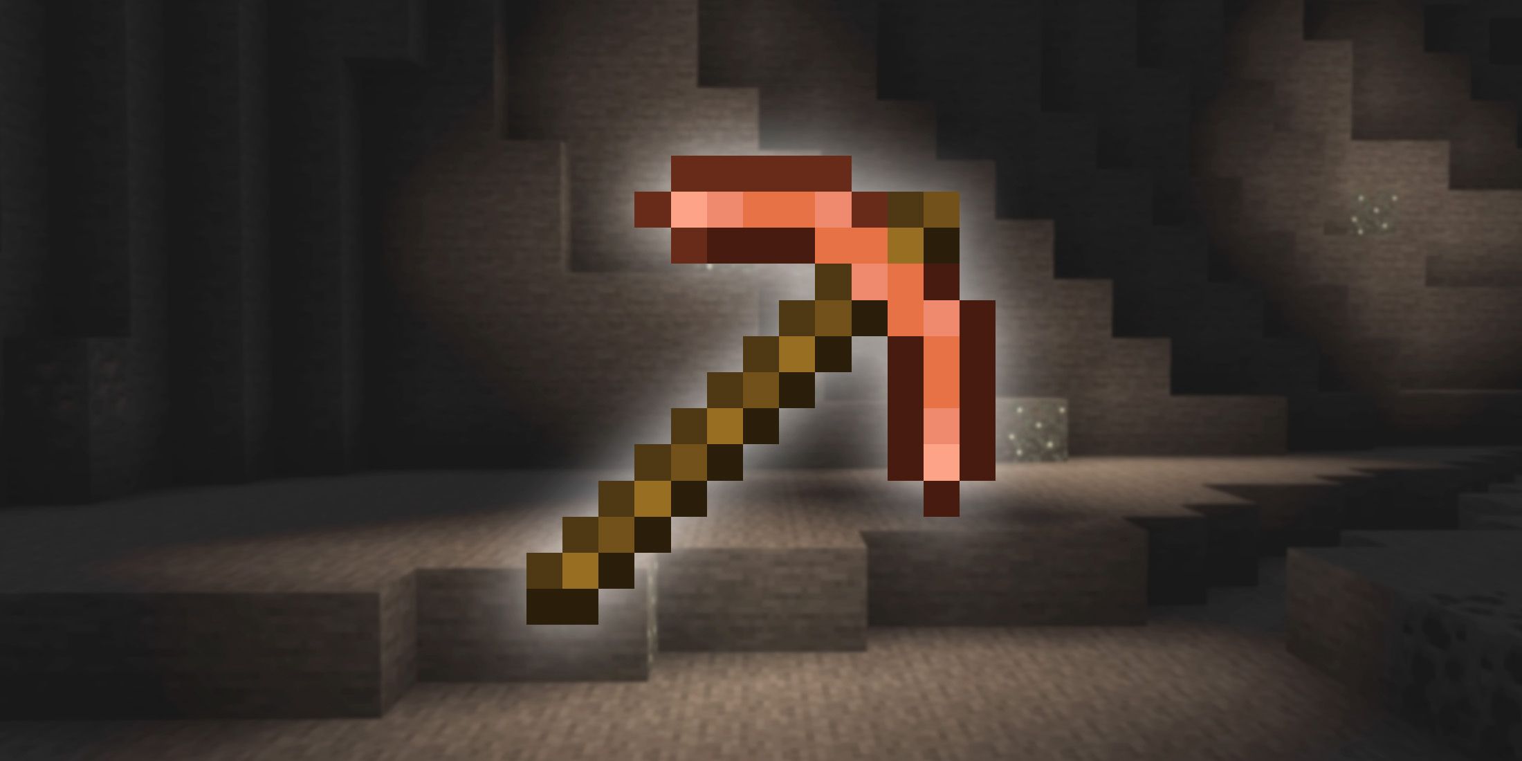 Minecraft Pickaxe over the vague background