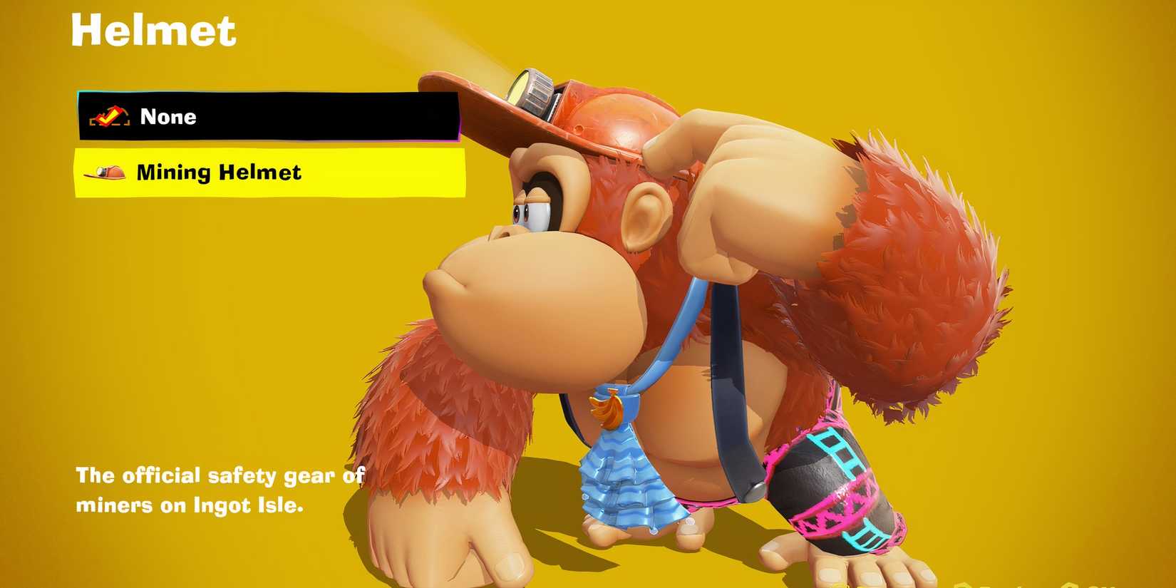 Mining Helmet costume piece in Donkey Kong Bananza