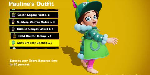 Mint Freezer Jacket costume in Donkey Kong Bananza