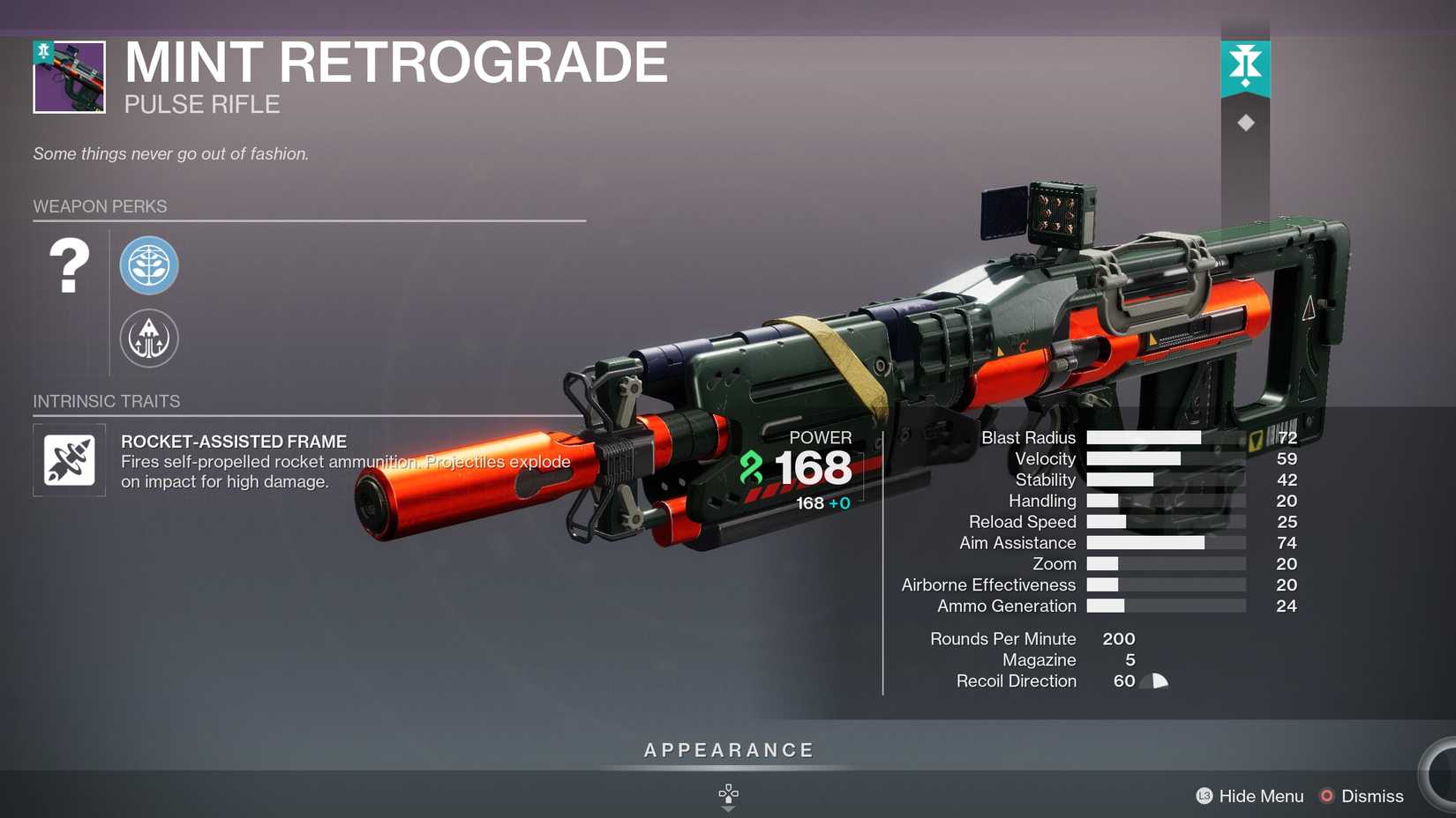 mint retrograde weapon