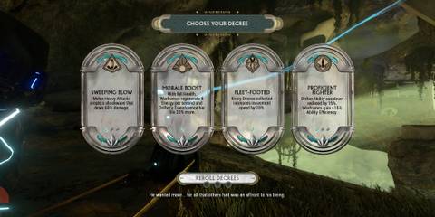 Decrees menu in duviri cave.