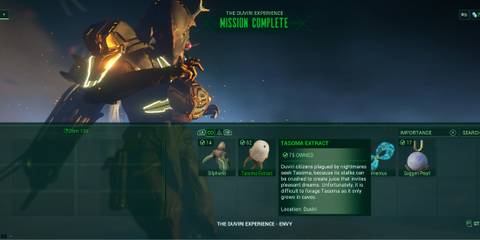 Mission complete menu after Duviri. 