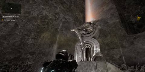 Kneeling at Rusalka's statue and loot. 