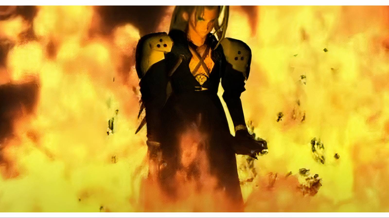 sephiroth standing in the flames during final fantasy 7