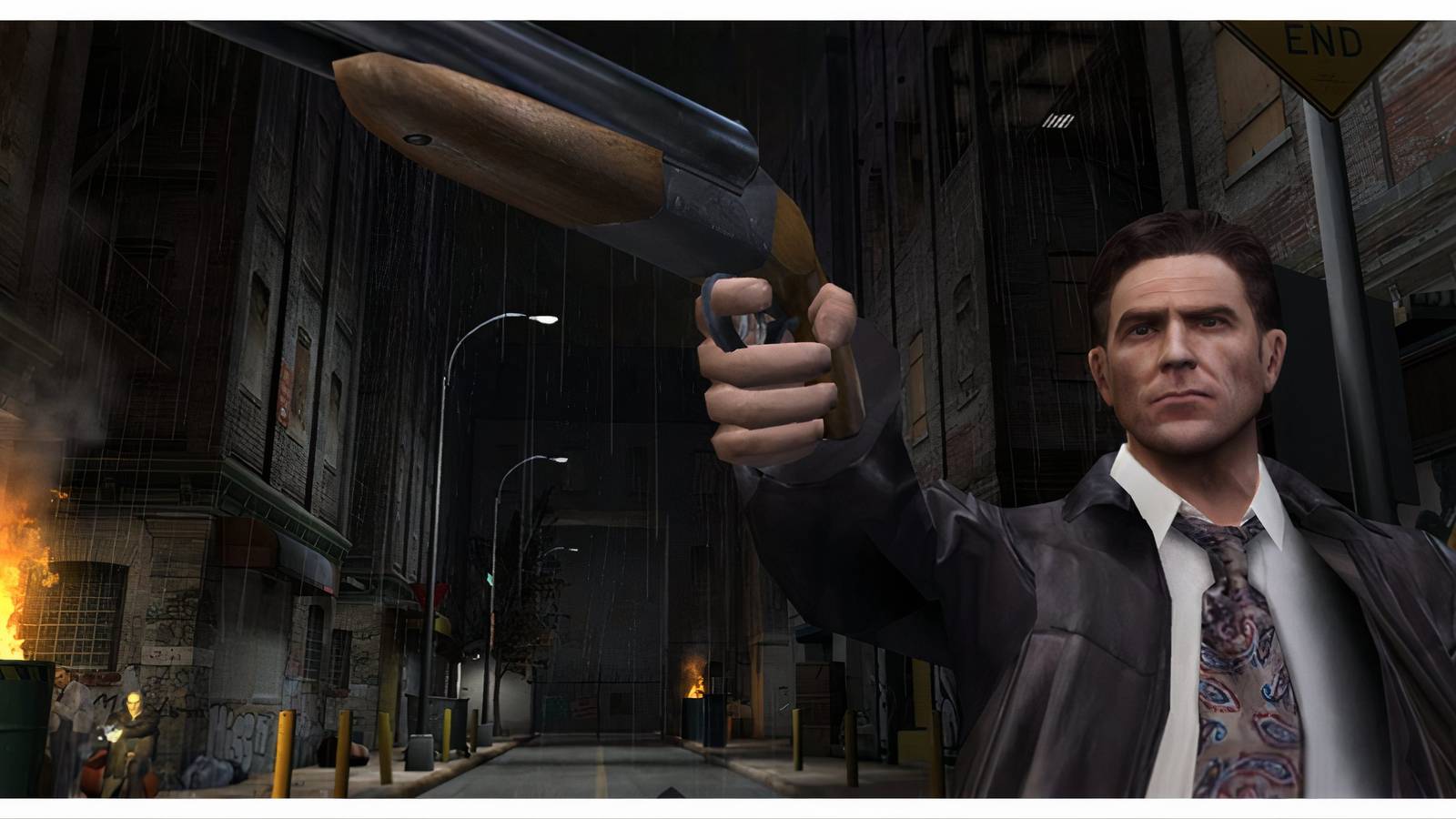 max payne pointing a shotgun