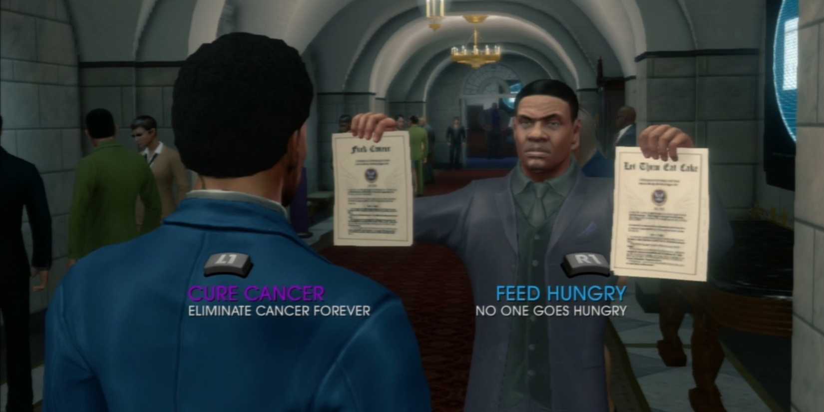 Cure Cancer or End World Hunger in Saints Row 4