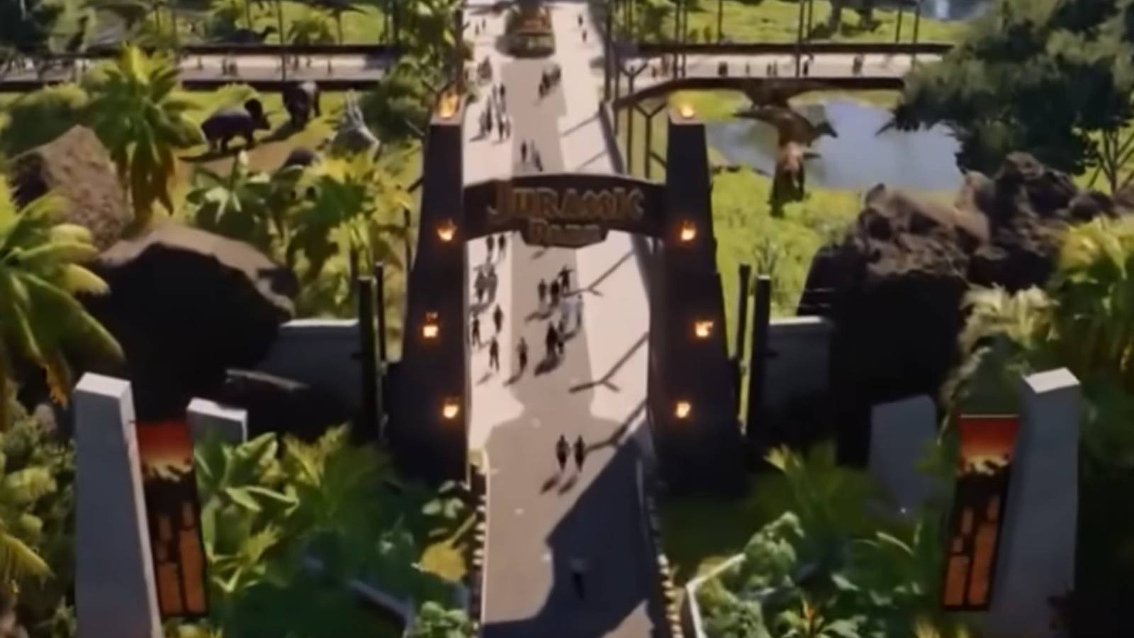 Jurassic World Evolution 2 park design ideas jurassic park gates featured image