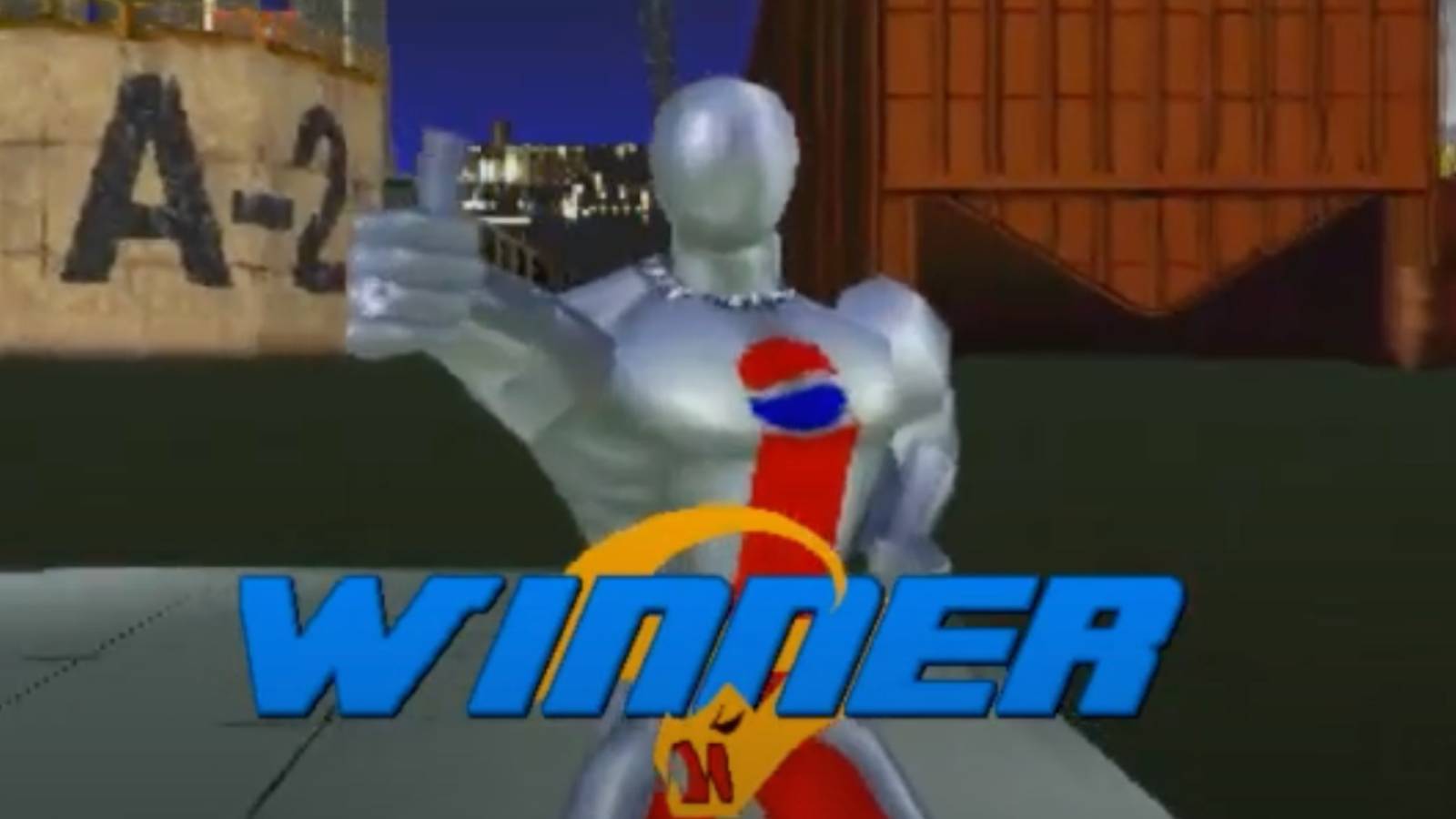 Pepsiman winning against Bahn in Fighting Vipers