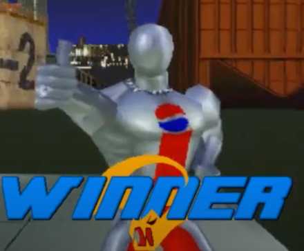 Pepsiman winning against Bahn in Fighting Vipers