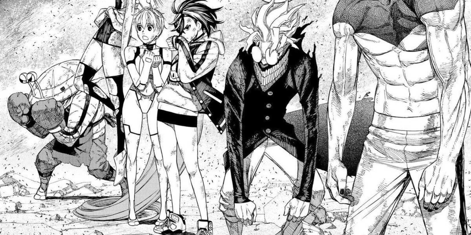 Momo and her friends confront the Space Globalists - Dandadan