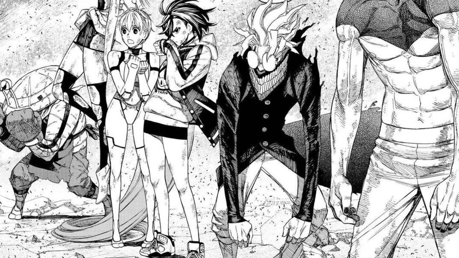 Momo and her friends confront the Space Globalists - Dandadan