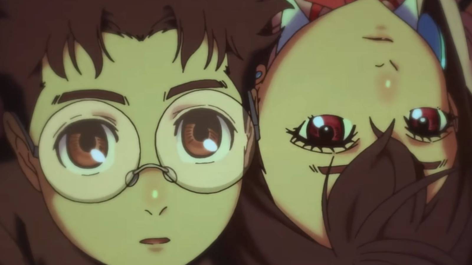 Momo and Okarun in the final shot of the first OP - Dandadan