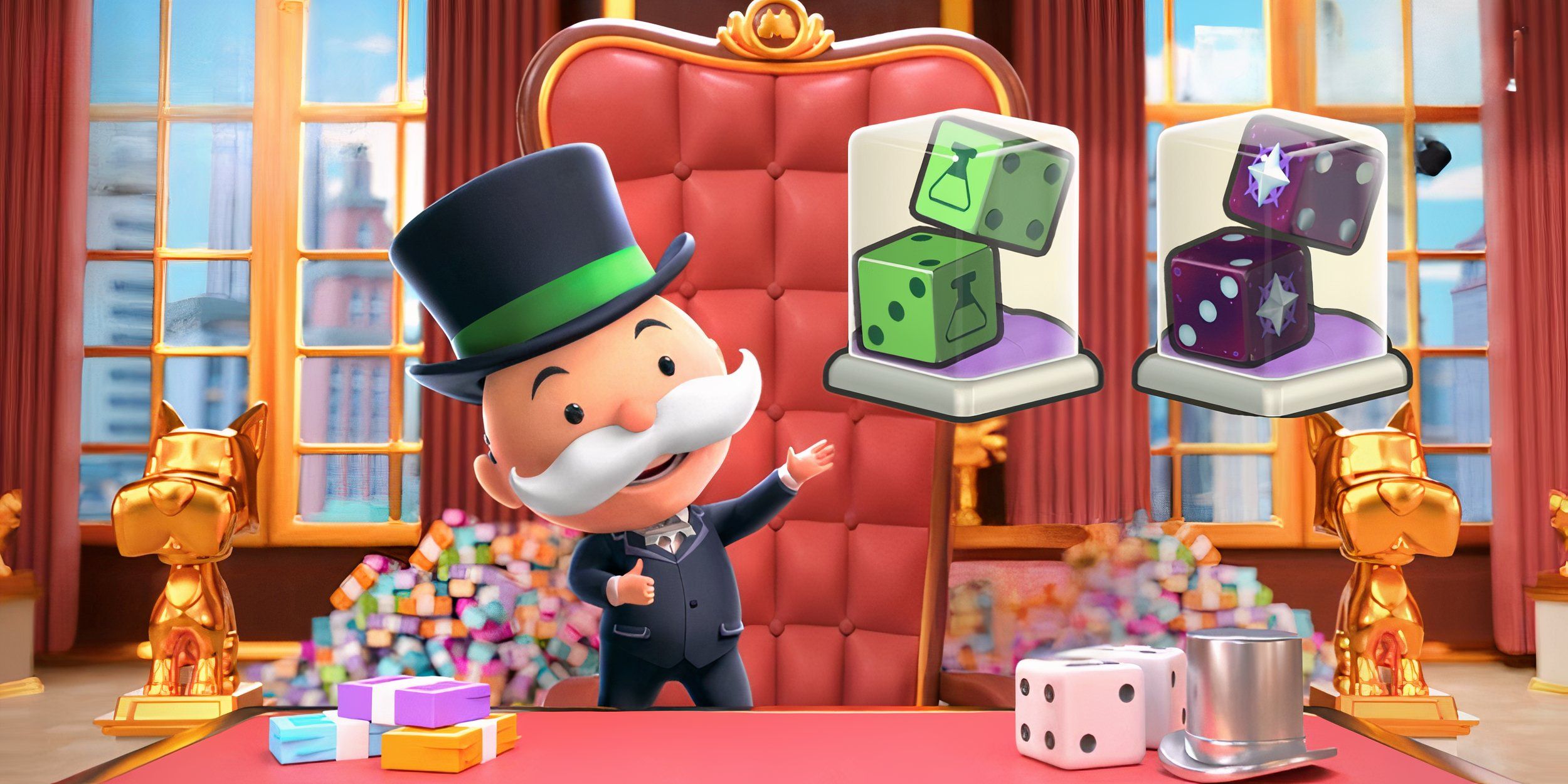 Monopoly is a green sticky and space dice skin