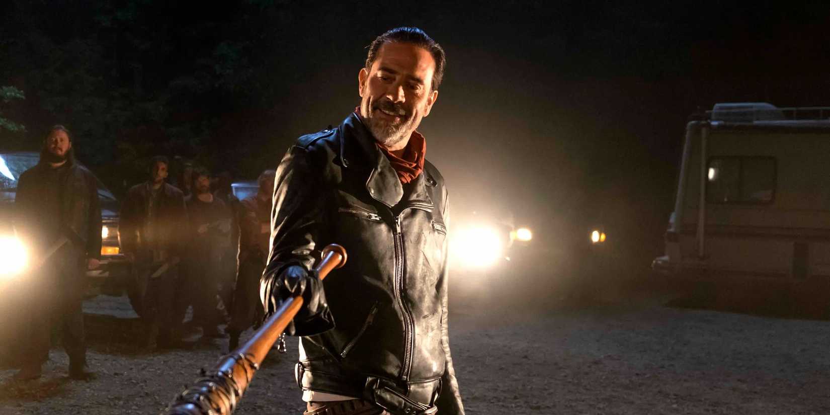 Negan from The Walking Dead in a tense scene
