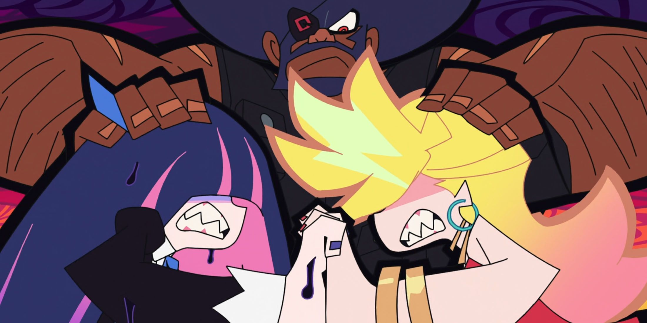new panty stocking garterbelt anime episode 1 panty and stocking fighting