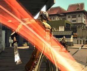 Official screenshot of the game's sword combat - Red Steel 2
