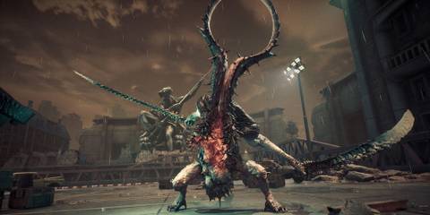 One of the game's first bosses - Stellar Blade