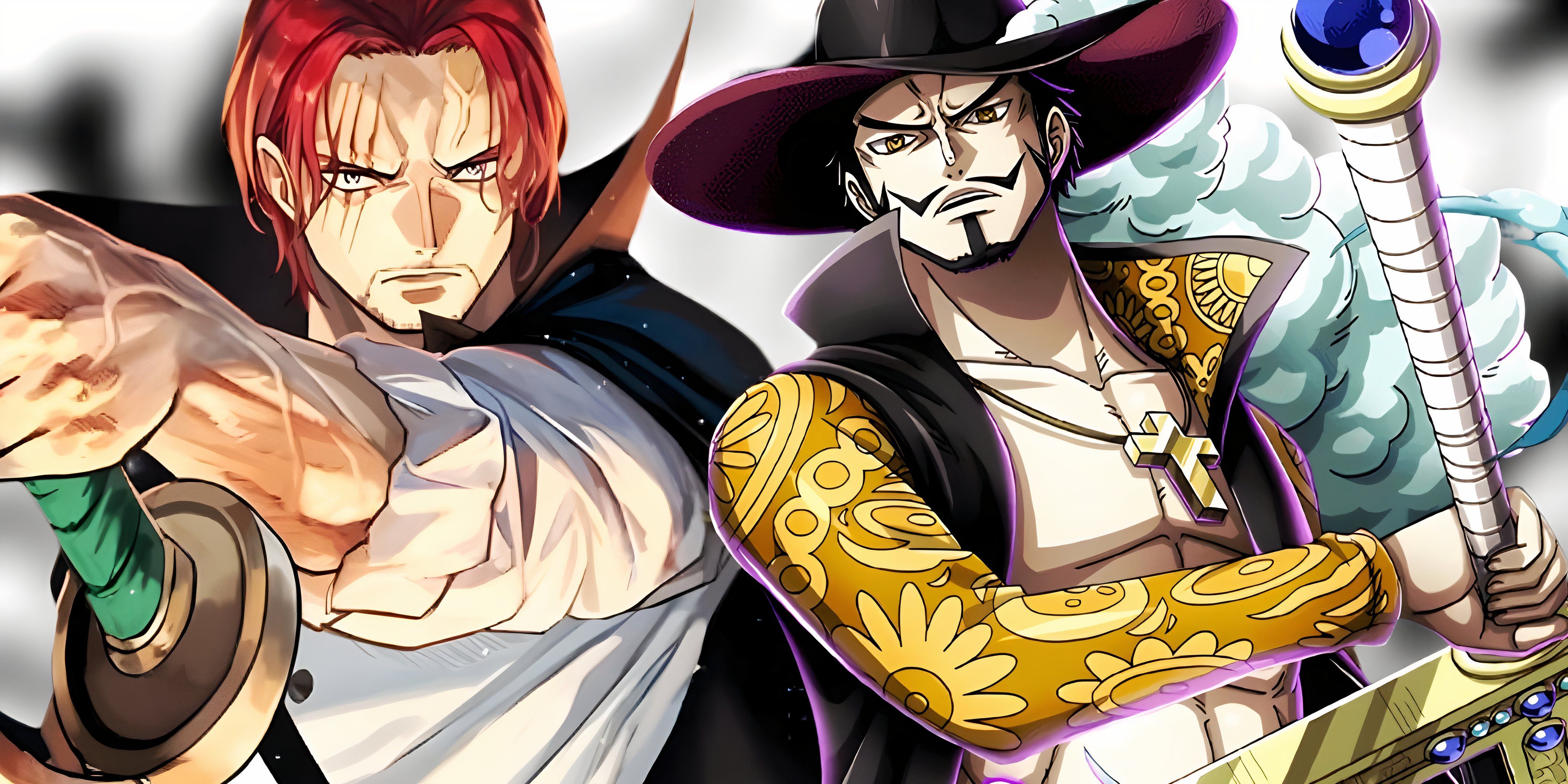 A piece of Shanks against Mihawk Oda stronger