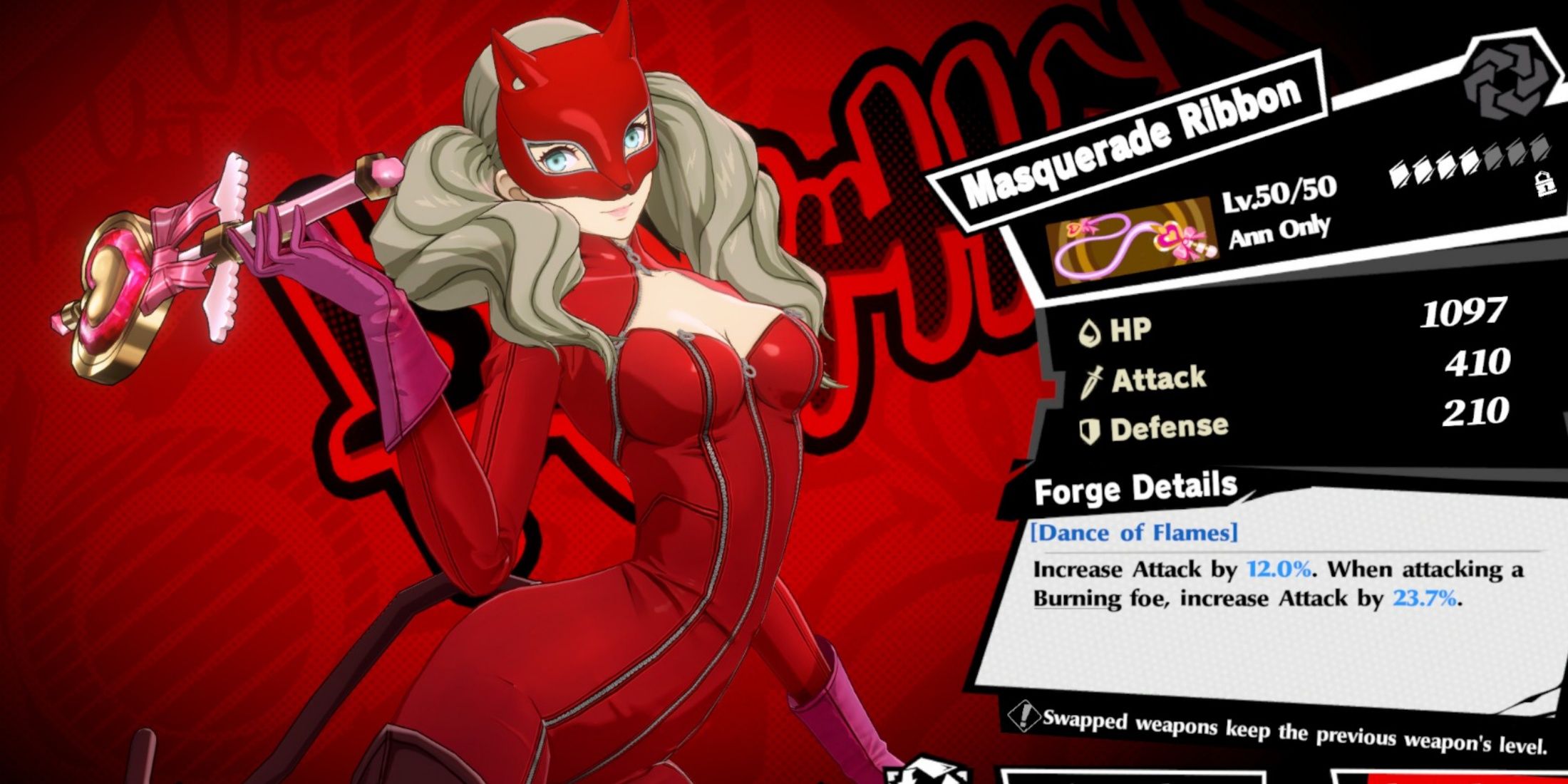 Panther (Ann) holds Masquerade Ribbon P5X.