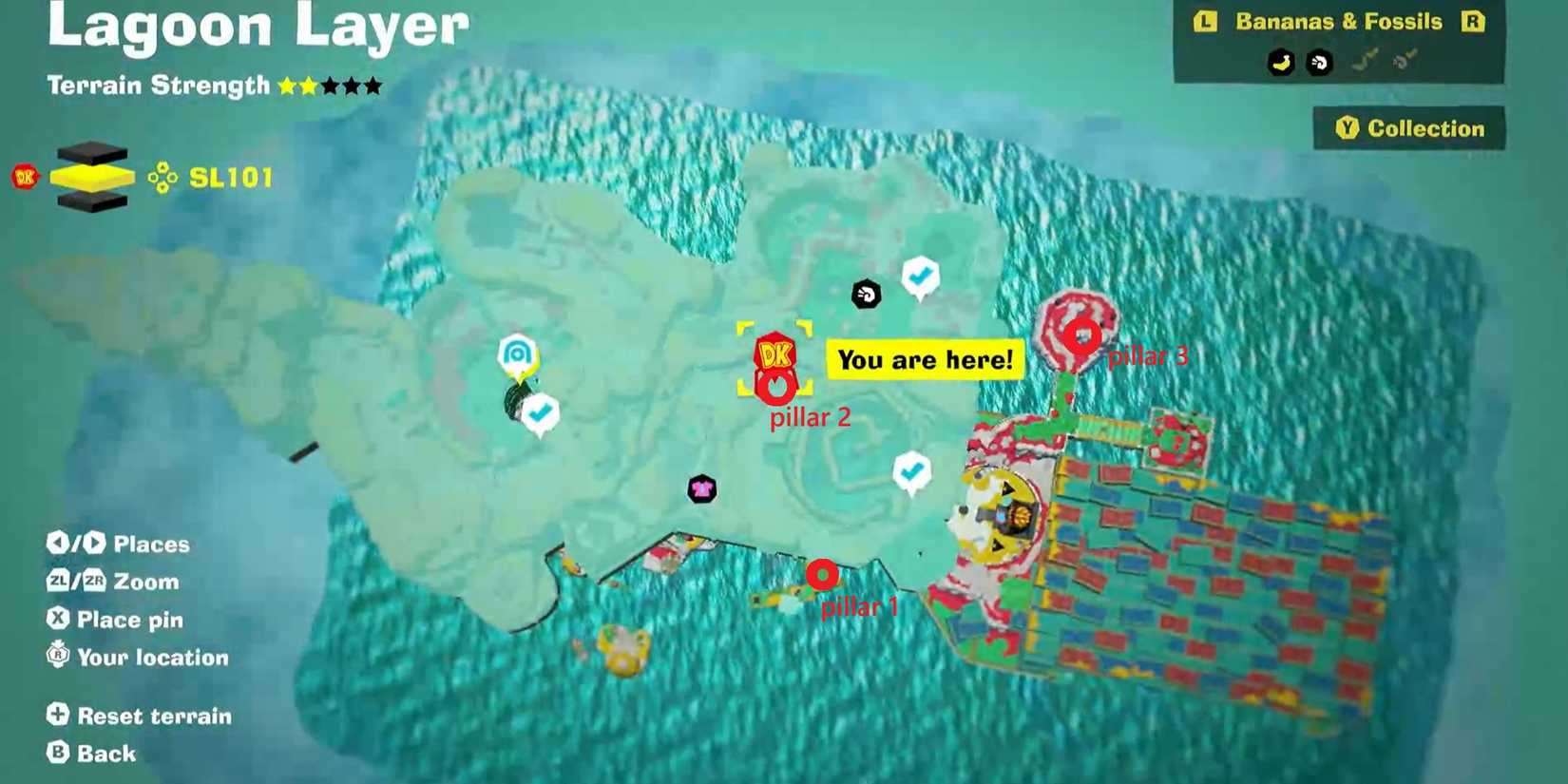 pillar locations donkey kong bananza