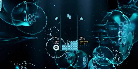 Playing a level in Tetris Effect