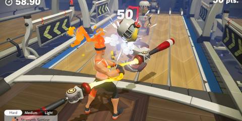 Playing a mini-game in Ring Fit Adventure (Switch)