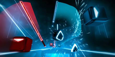 Playing music in blue in Beat Saber