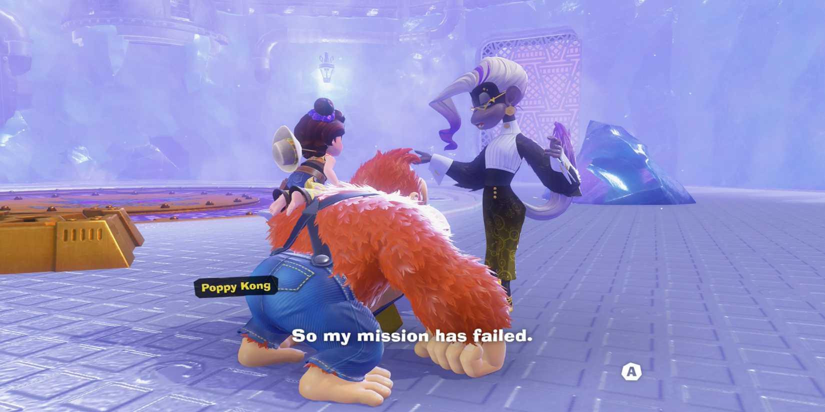 dk talking to poppy kong after defeating her