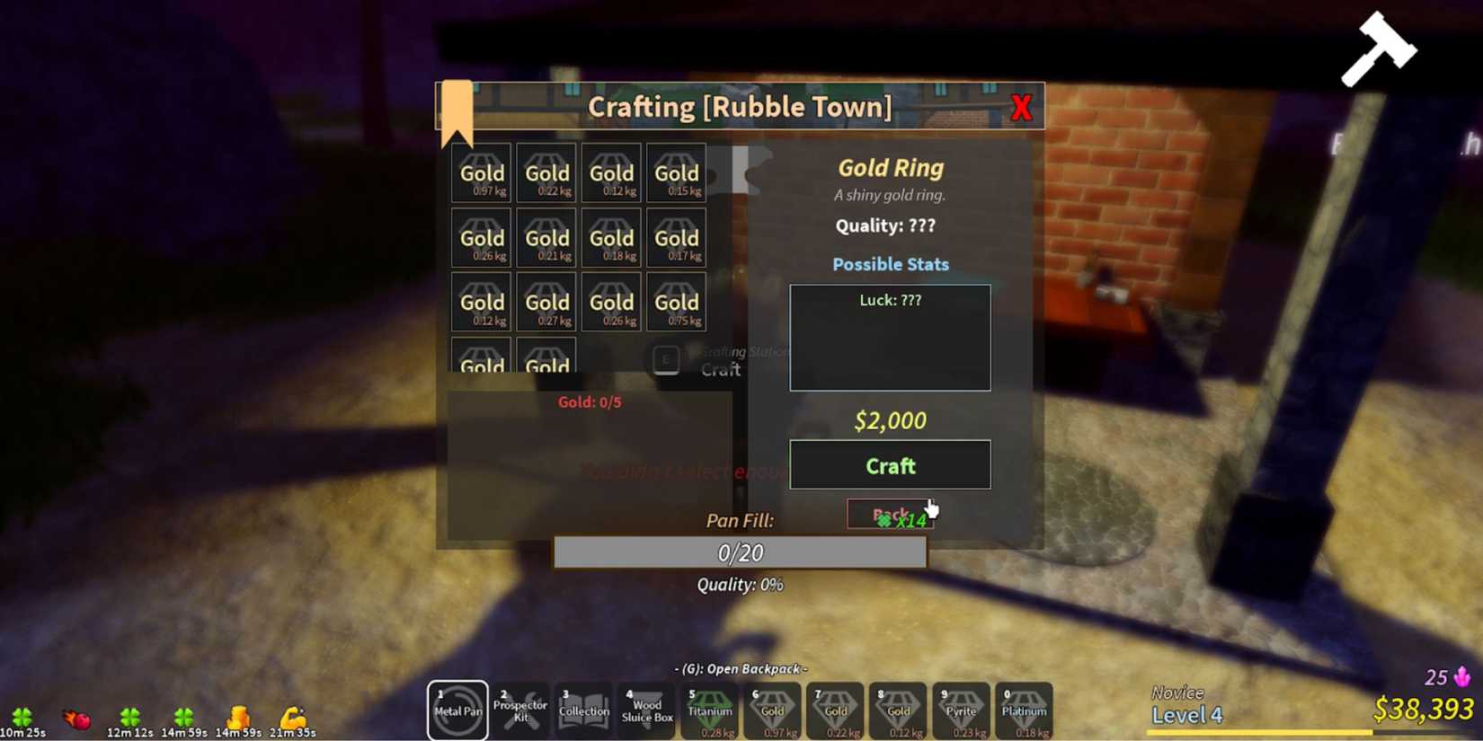 Prospecting crafting 