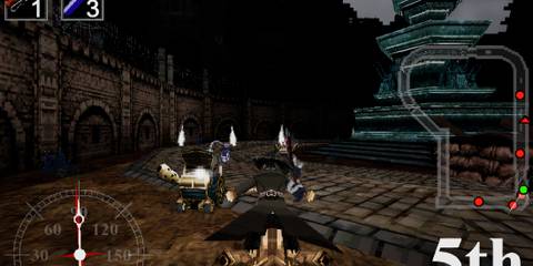 Racing on a bike in Nightmare Kart