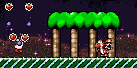 Reaching the goal in Super Mario World 2 Yoshi's Island (SNES)