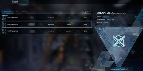 Recruit Menu in Mecha BREAK