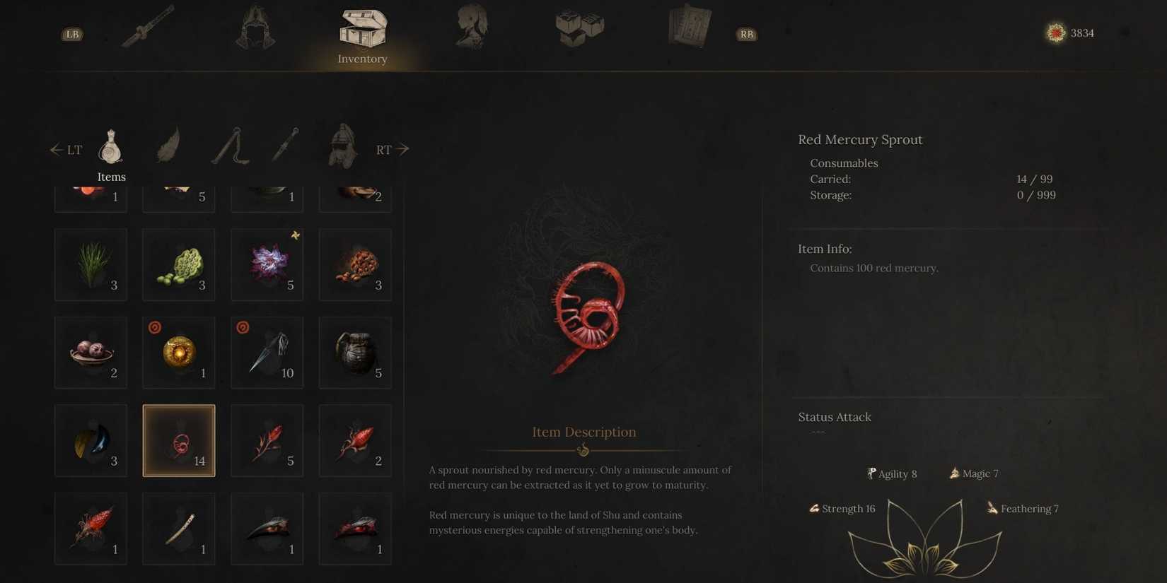 Red Mercury Consumable Items Wuchang Fallen Feathers