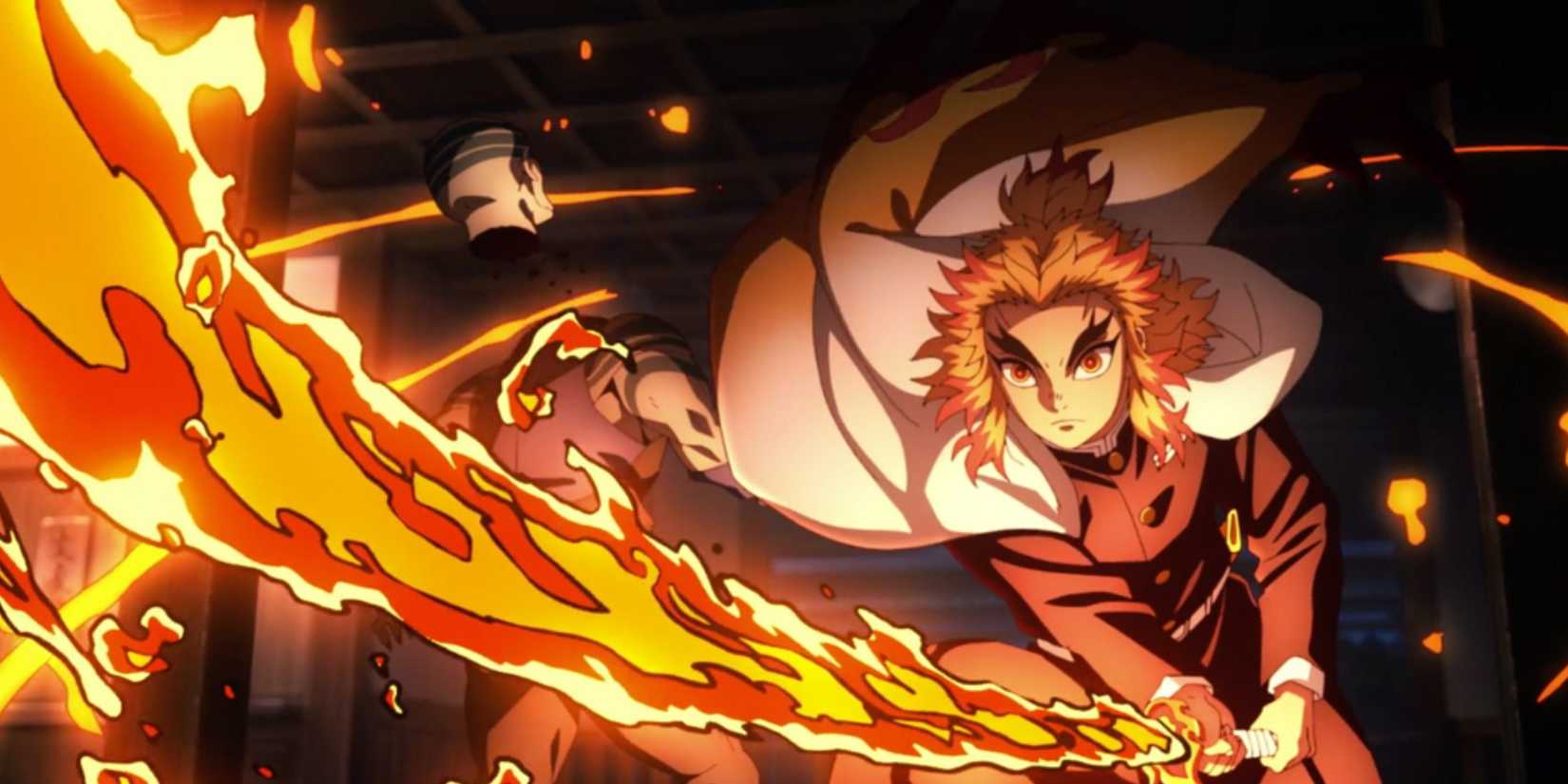Rengoku kills a demon in the train - Demon Slayer