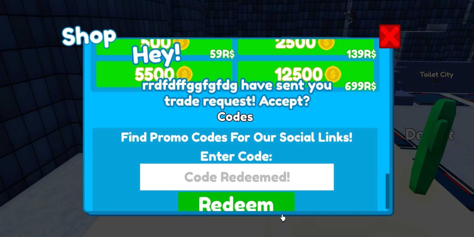 Return To Toilet Tower Defense the codes tab