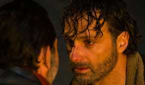 Rick and Negan from The Walking Dead in an iconic scene