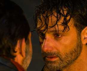 Rick and Negan from The Walking Dead in an iconic scene