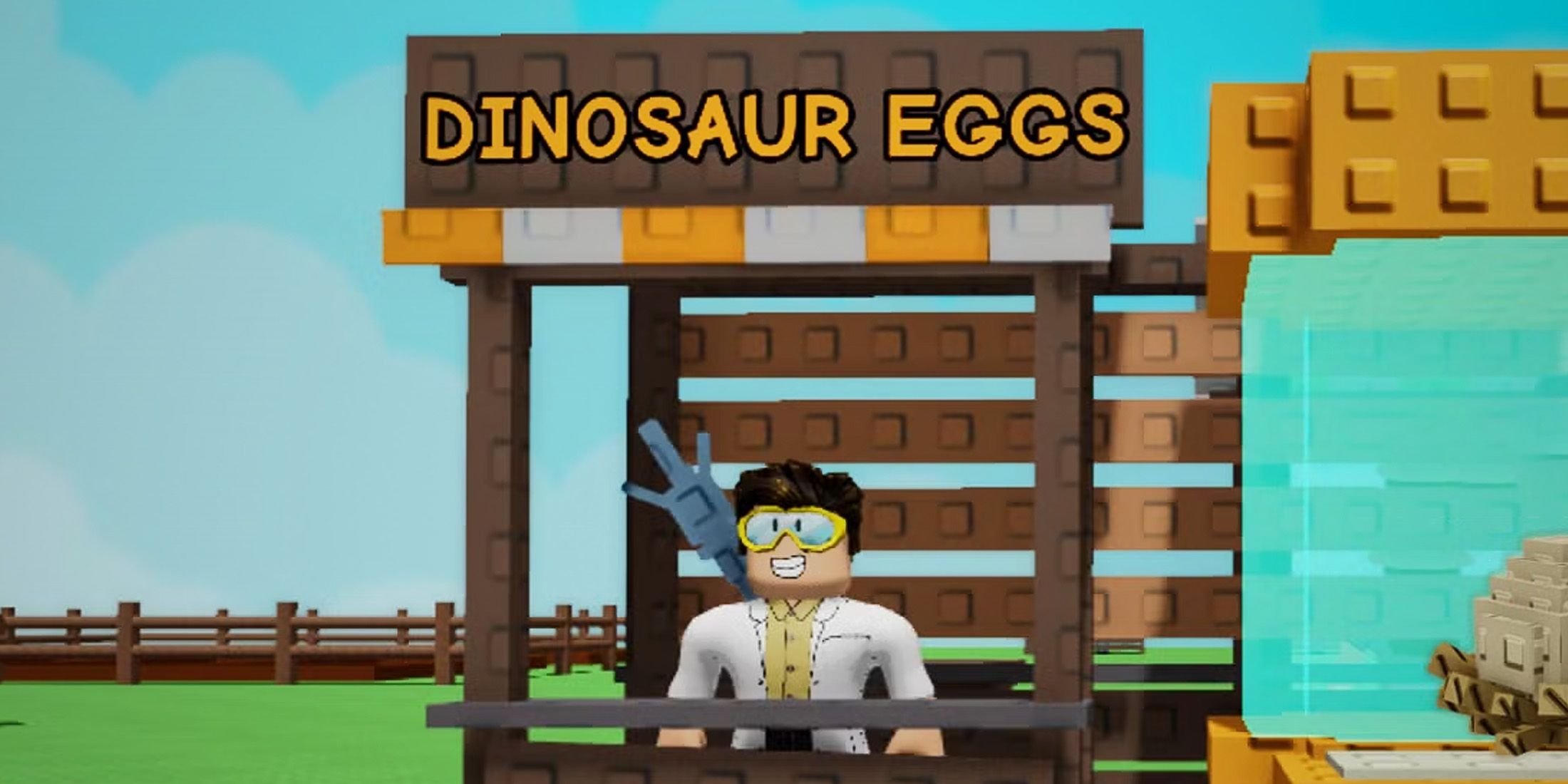 Robloc Grow a Garden dinosaur eggs smiling character stand